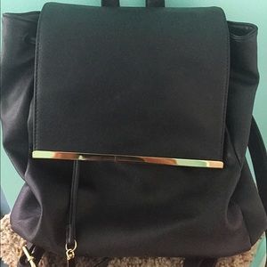 Black Faux Leather Backpack